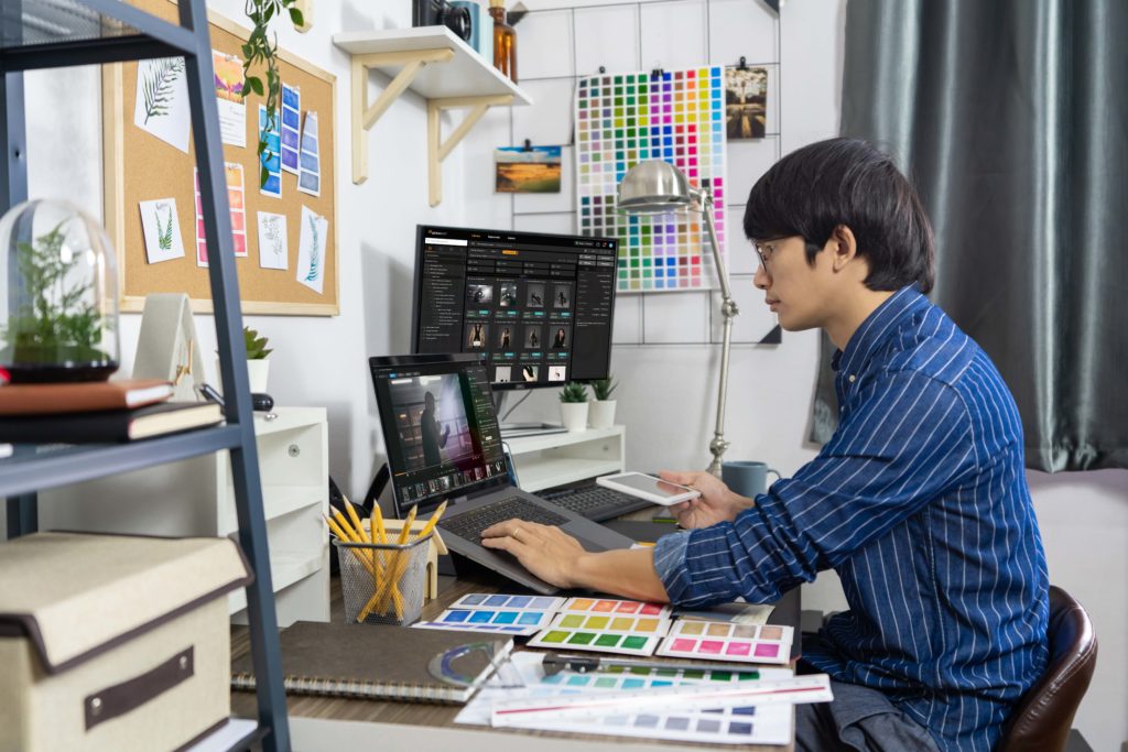 Man Editing Content