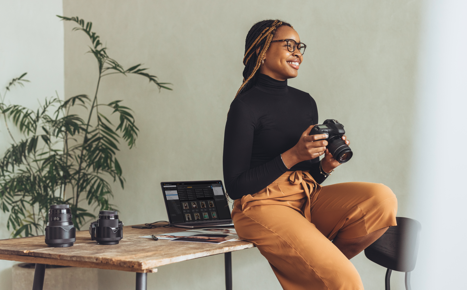 Female Photographer Holding Camera