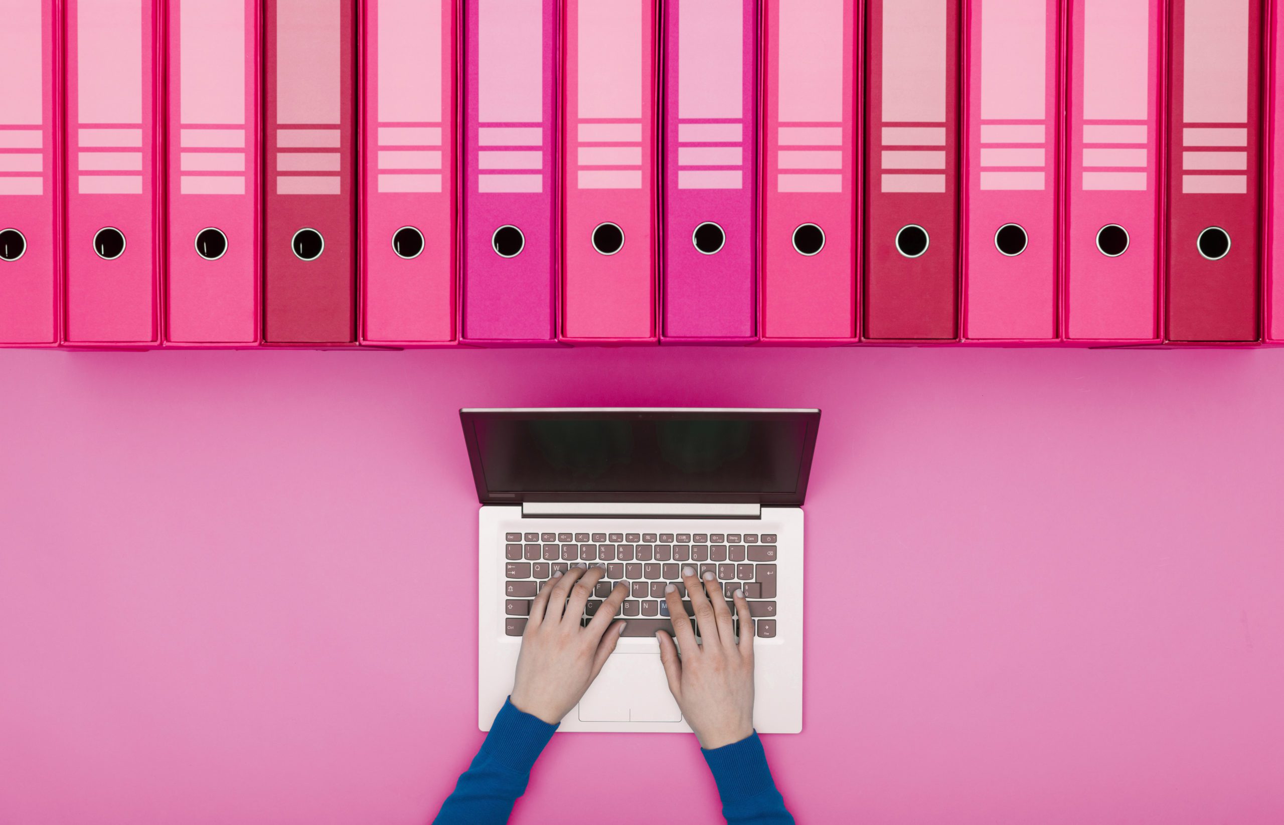 Laptop & Pink Binders