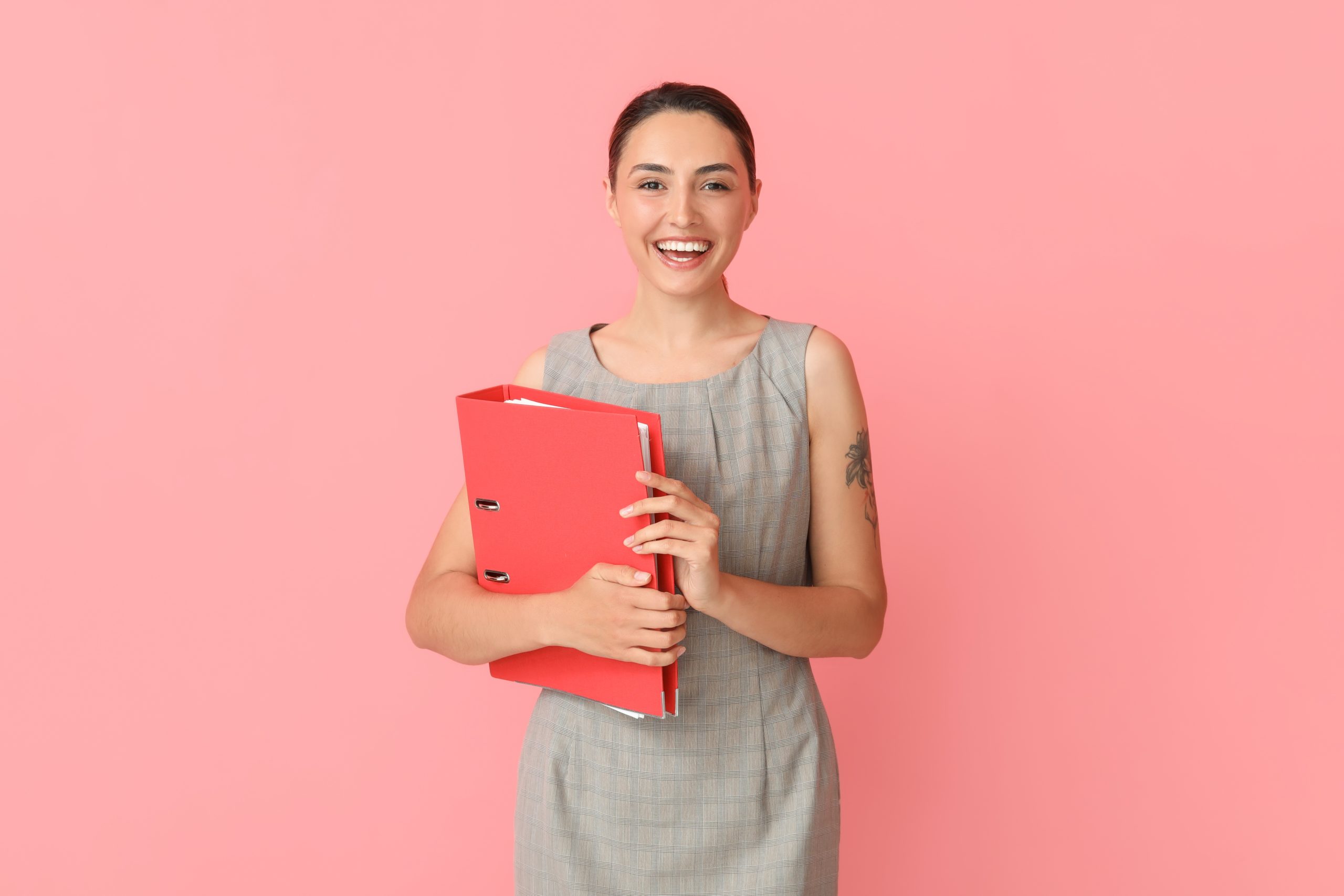 Woman Holding A Binder