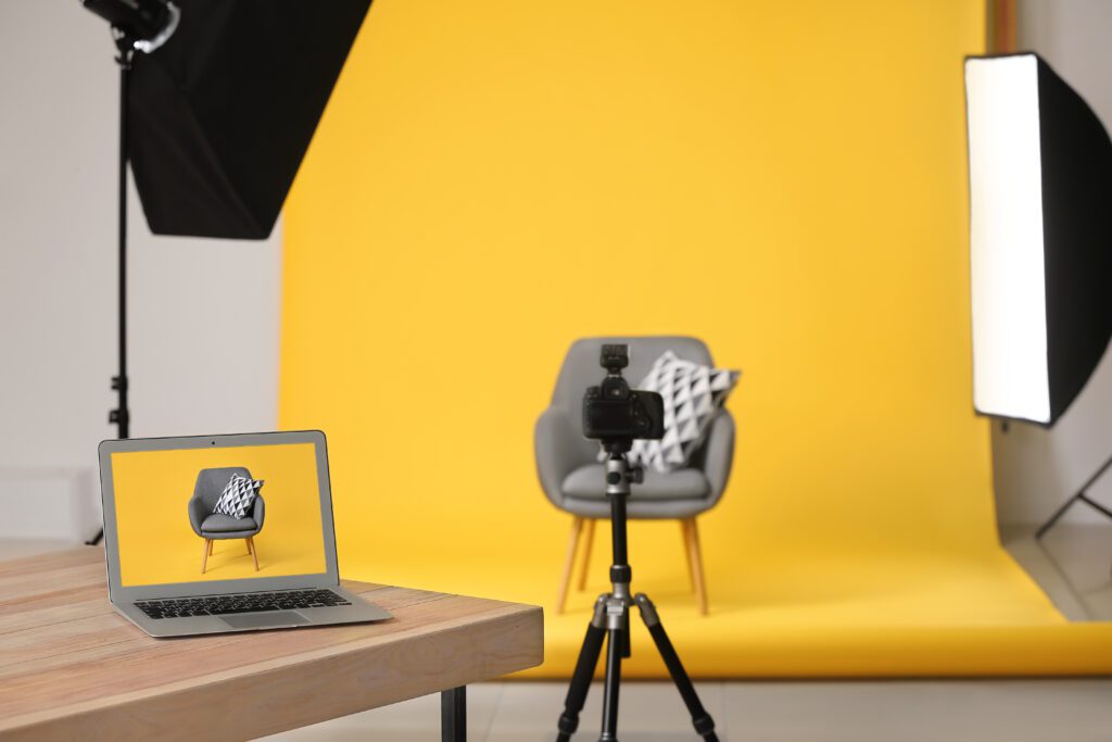Photo Studio With Yellow Background